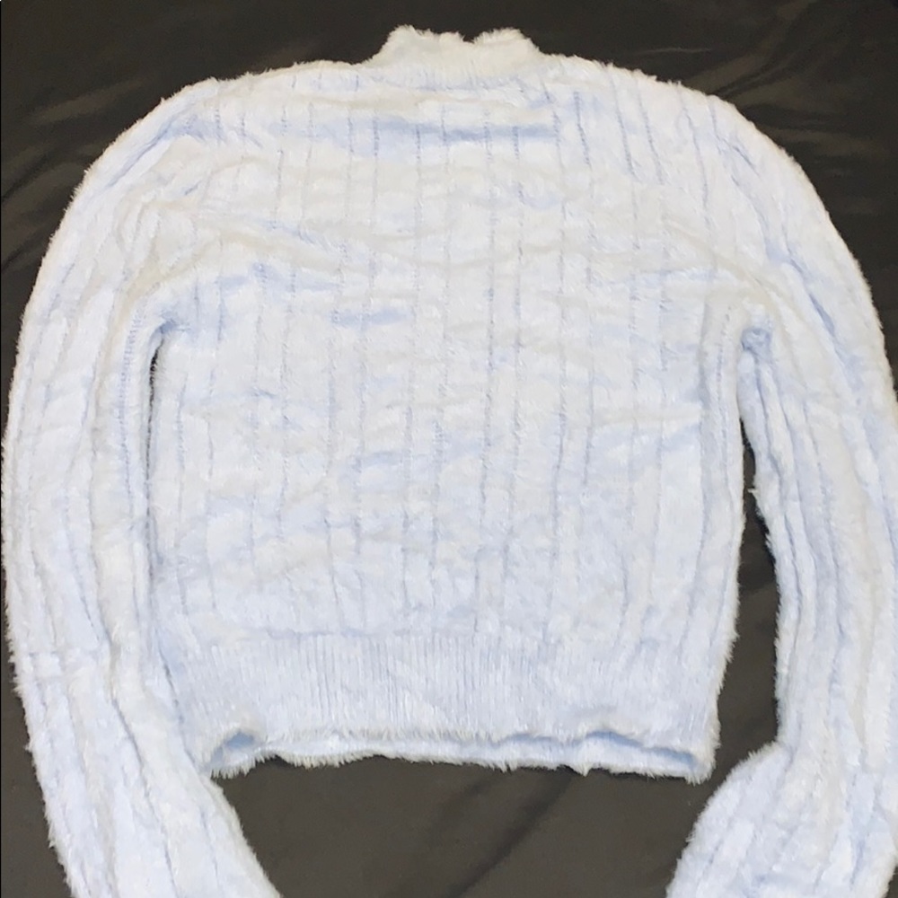 Fuzzy baby blue turtle neck